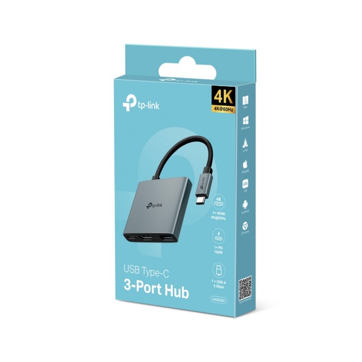 Imagine Docking station USB type C la HDMI 4K60Hz/ 1 x USB-A + PD 100W, TP-LINK UH3020C