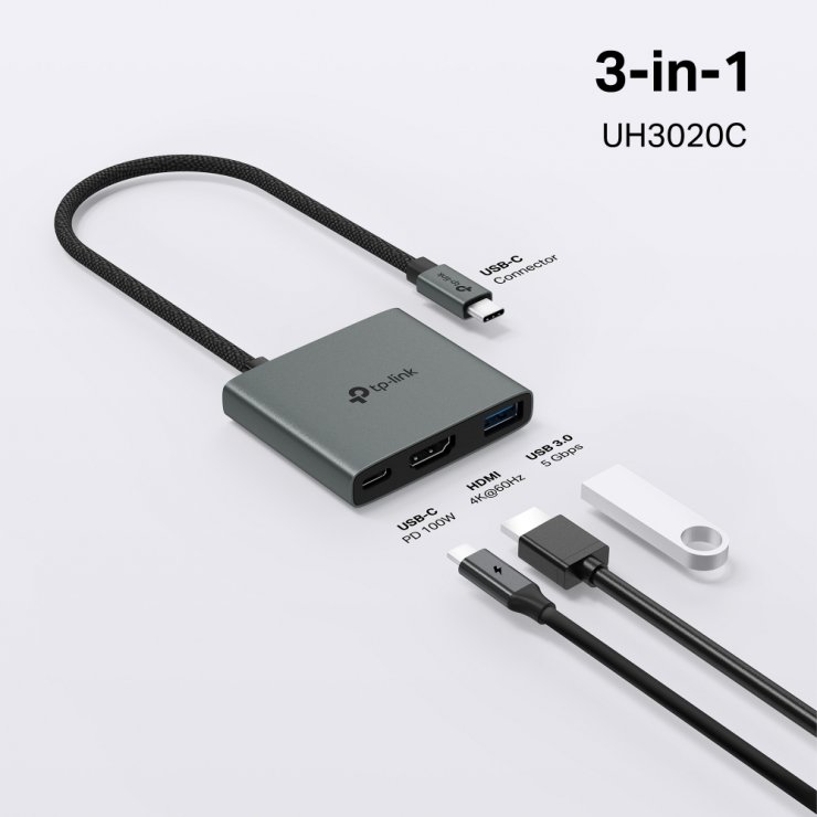 Imagine Docking station USB type C la HDMI 4K60Hz/ 1 x USB-A + PD 100W, TP-LINK UH3020C