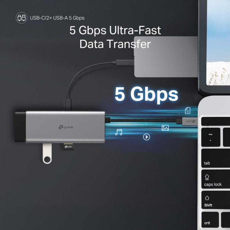 Imagine Docking station USB type C la HDMI 4K60Hz/USB type C/ 2 x USB-A + PD 100W, TP-LINK UH7020C