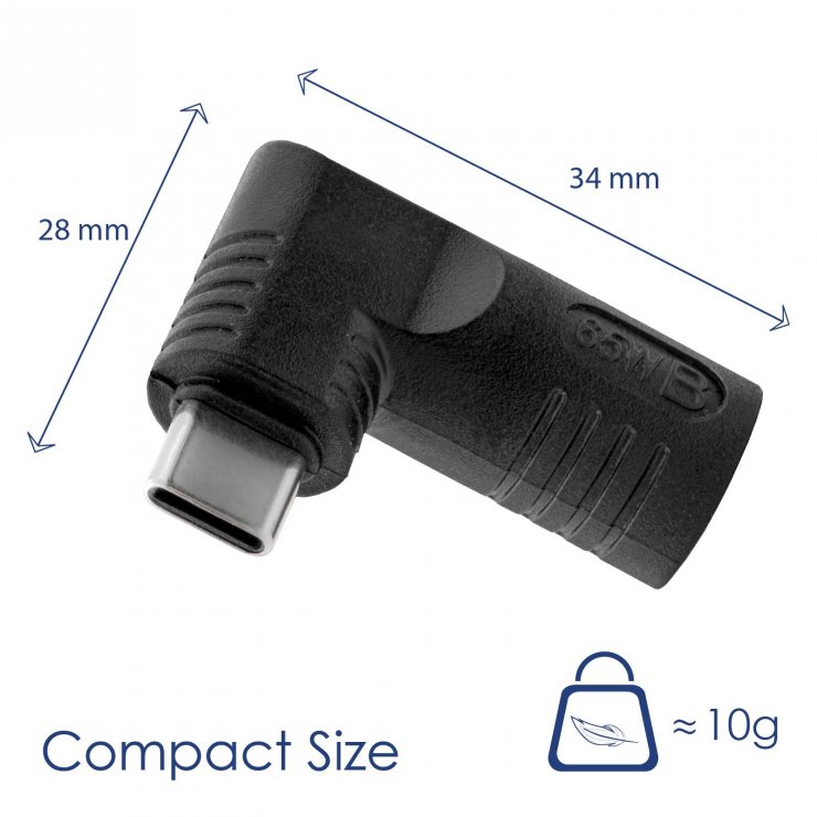 Imagine Adaptor USB type C la DC 7.9 x 5.5 mm + pin 65W T-M, Akyga AK-ND-D01
