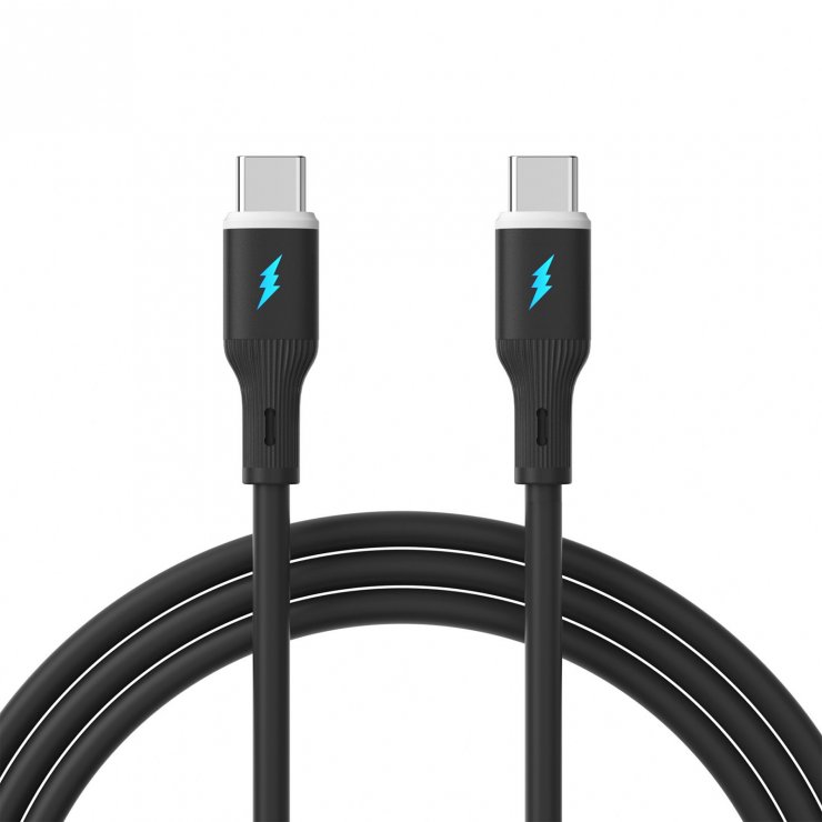 Imagine Cablu USB type C la USB type C 60W 1m Negru Silicon, Akyga AK-USB-67
