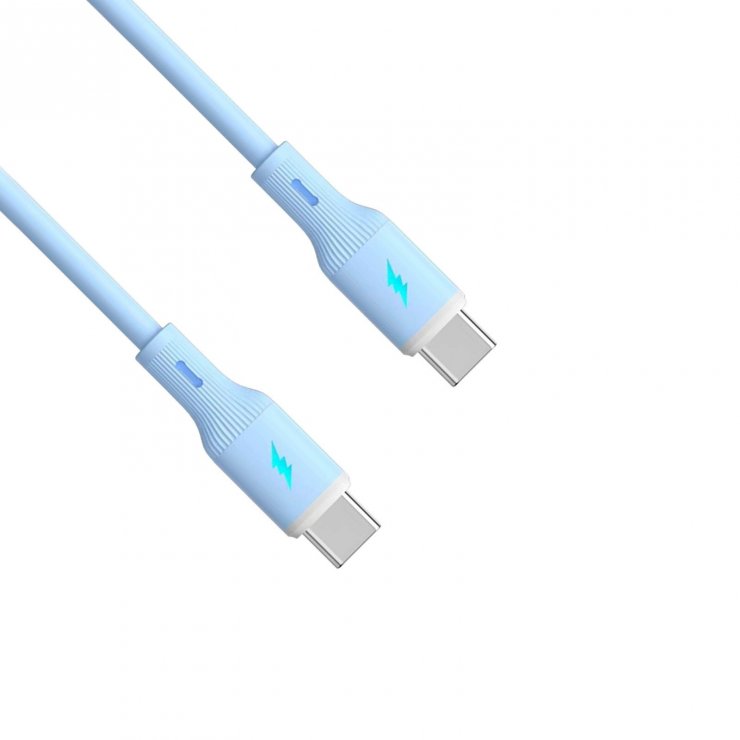 Imagine Cablu USB type C la USB type C 60W 1m Blue Silicon, Akyga AK-USB-68