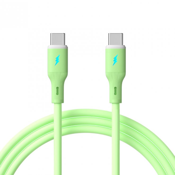 Imagine Cablu USB type C la USB type C 60W 1m Verde Silicon, Akyga AK-USB-69