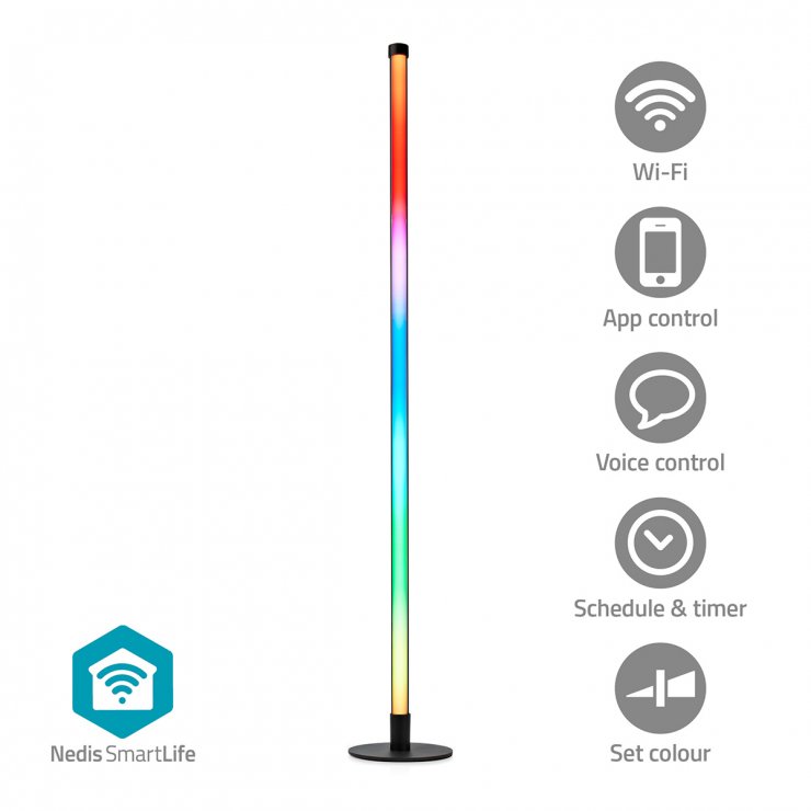 Imagine Lampa de colt LED RGB Smart WiFi 2700-6500K 180lm 10W, Nedis WIFILD20RGBW
