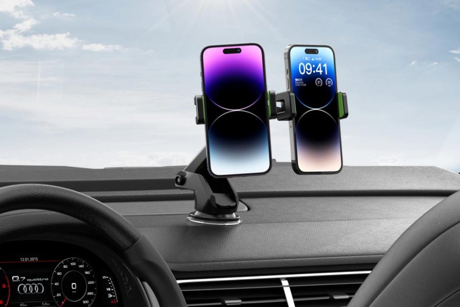 Imagine Suport auto cu ventuza pentru 2 x smartphone, XO C117