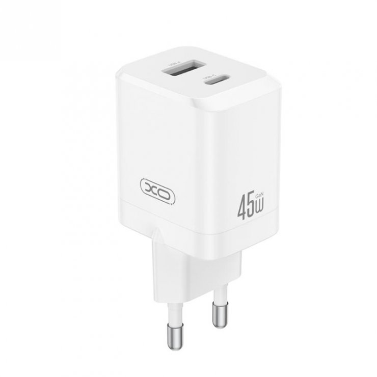 Imagine Incarcator priza USB-A + USB-C 45W GaN Nitride Alb, XO CE36