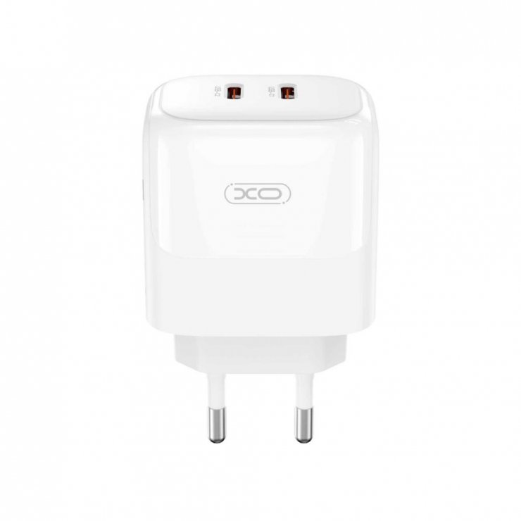 Imagine Incarcator priza 2 x USB-C 35W GaN Nitride + cablu USB type C Alb, XO L140