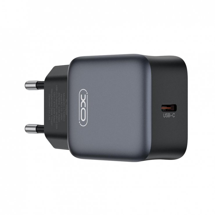 Imagine Incarcator priza USB-C 30W + cablu USB C-C Negru, XO L155