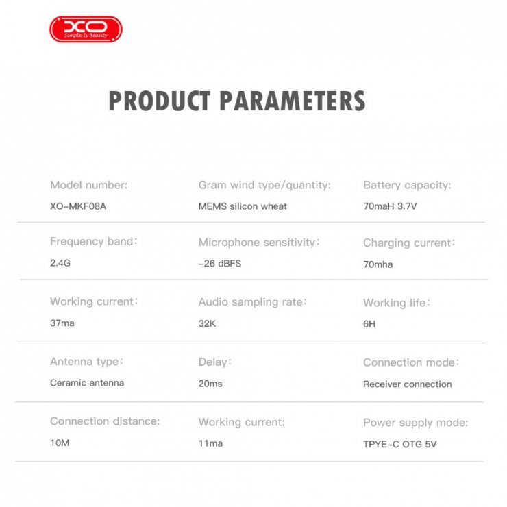 Imagine Microfon wireless USB type C AI Noise-reduction, XO MKF08A