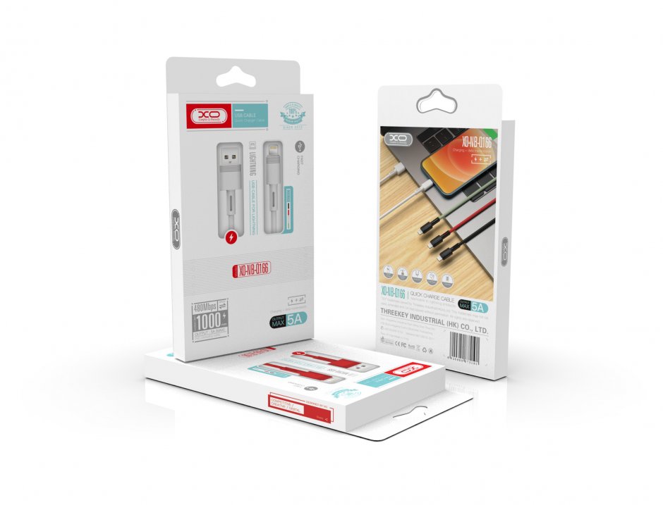 Imagine Cablu USB-A la USB type C 5A 1m Rosu, XO NB-Q166