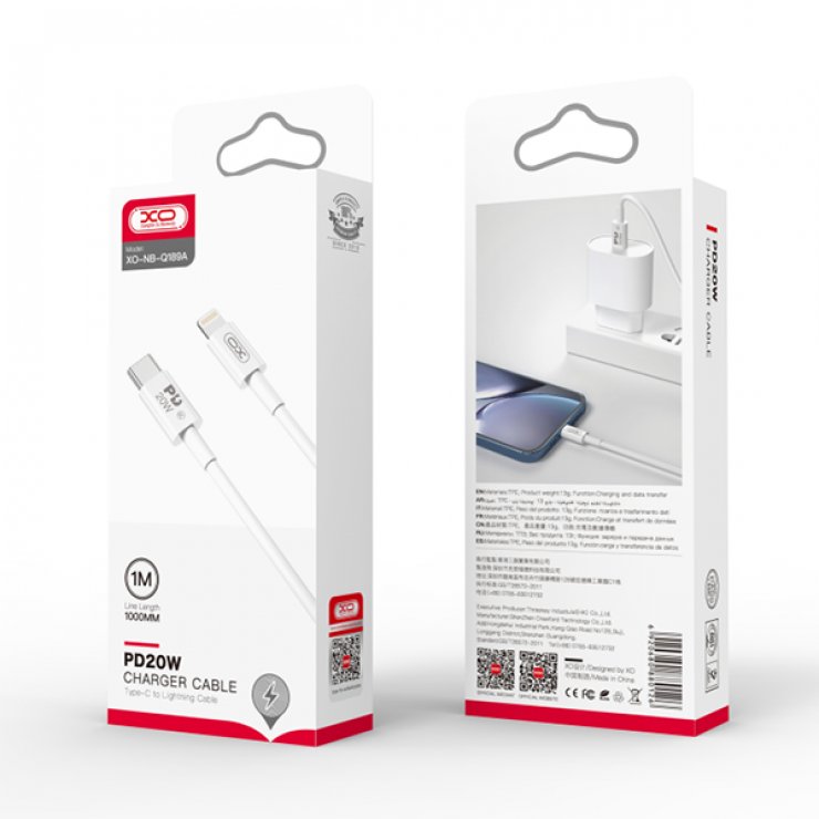 Imagine Cablu USB type C la Lightning 20W 1m Alb, XO NB-Q189A