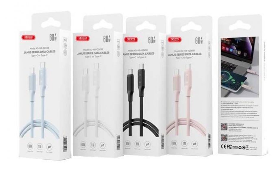 Imagine Cablu USB 2.0 type C la USB type C 60W 1m Silicon Alb, XO NB-Q265B