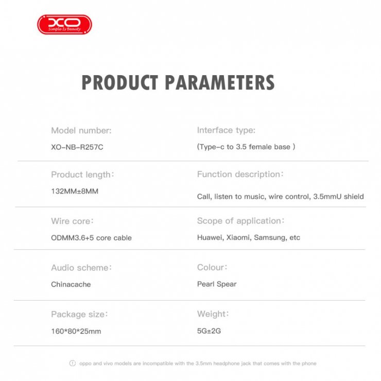 Imagine Adaptor audio USB type C la jack stereo 3.5mm T-M 15cm brodat Negru, XO NB-R257C