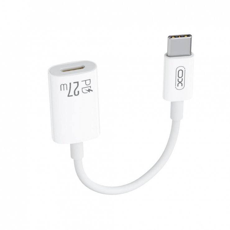 Imagine Adaptor audio USB type C la Lightning 27W T-M 12cm Alb, XO NB-R268A