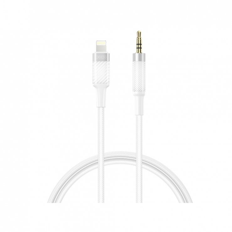 Imagine Cablu audio Lightning la jack stereo 3.5mm T-T 1m brodat Alb, XO NB-R279A