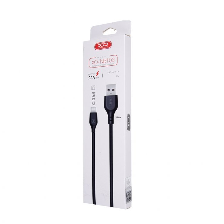 Imagine Cablu USB-A la USB type C 2.1A 2m Negru, XO NB103