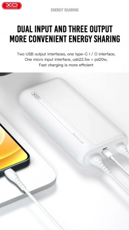 Imagine Power bank 20000 mAh 22.5W Negru, XO PR127