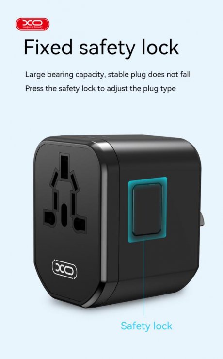 Imagine Adaptor universal 20W + 2 x USB-A + USB-C Negru, XO WL13