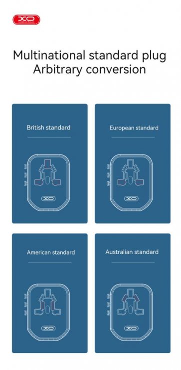 Imagine Adaptor universal 20W + 2 x USB-A + USB-C Negru, XO WL13