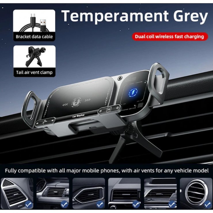 Imagine Suport auto wireless pentru smartphone/tableta 15W, XO WX041