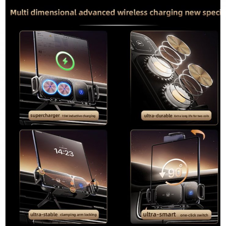 Imagine Suport auto wireless pentru smartphone/tableta 15W, XO WX042