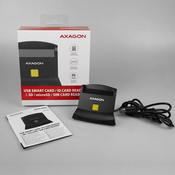 Imagine Stand/Cititor de carduri USB-A 2.0 la Smart Card/ID + SD/microSD/SIM, Axagon CRE-SM2