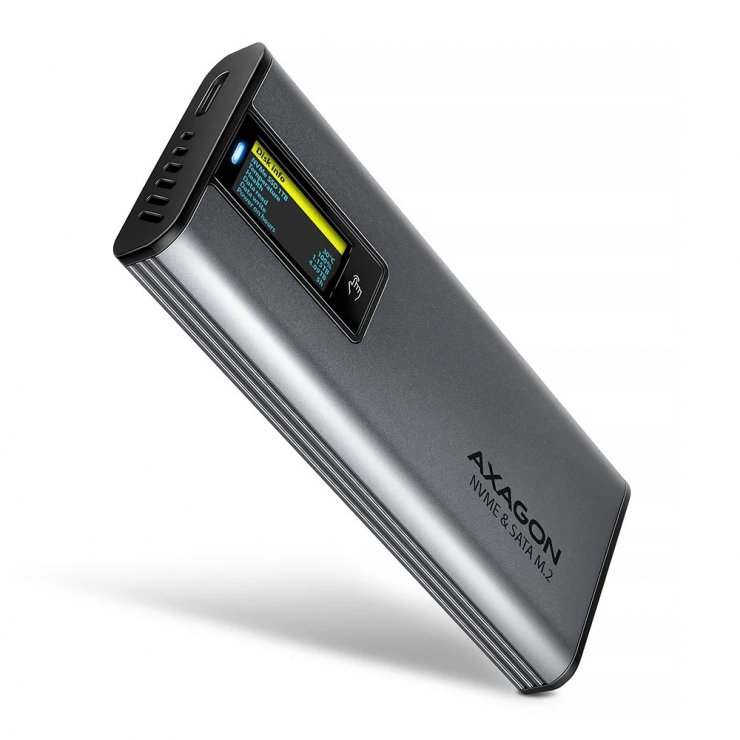 Imagine Rack extern USB type C 10Gbps la M.2 NVMe & SATA SSD, Axagon EEM2-SD2