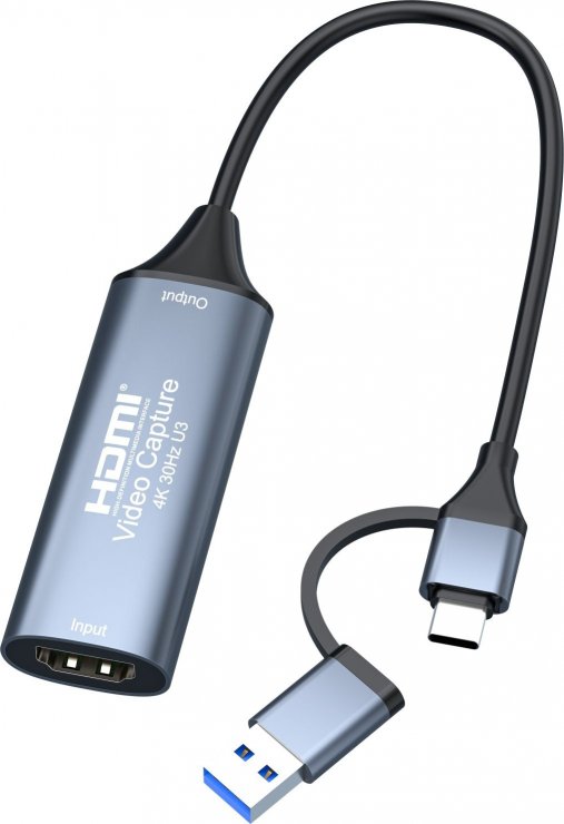 Imagine Placa de captura HDMI 4K30Hz la USB type C + adaptor USB-A, ku2grab7