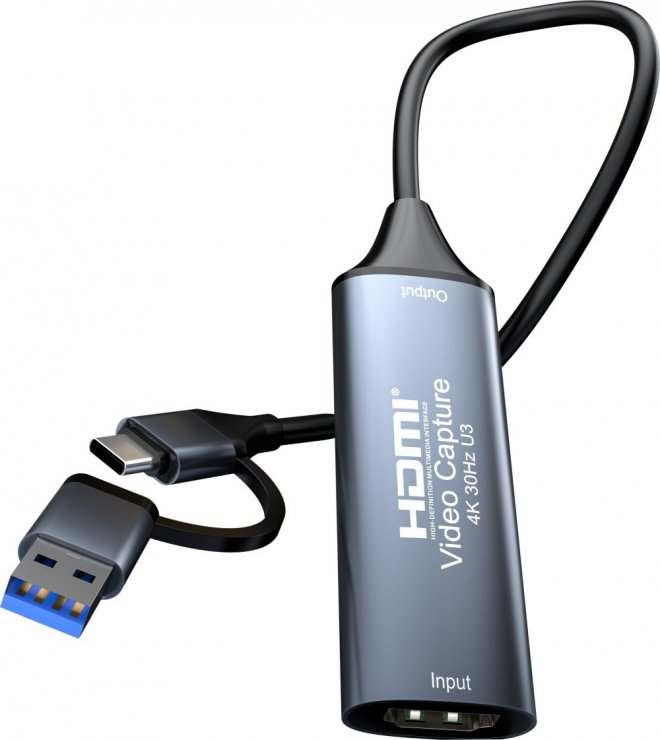 Imagine Placa de captura HDMI 4K30Hz la USB type C + adaptor USB-A, ku2grab7