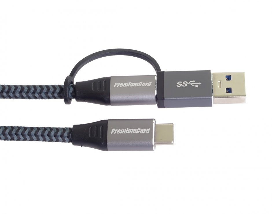 Imagine Cablu USB 3.2 Gen2 type C + adaptor USB-A T-T 3A/60W 2m, ku31cq2