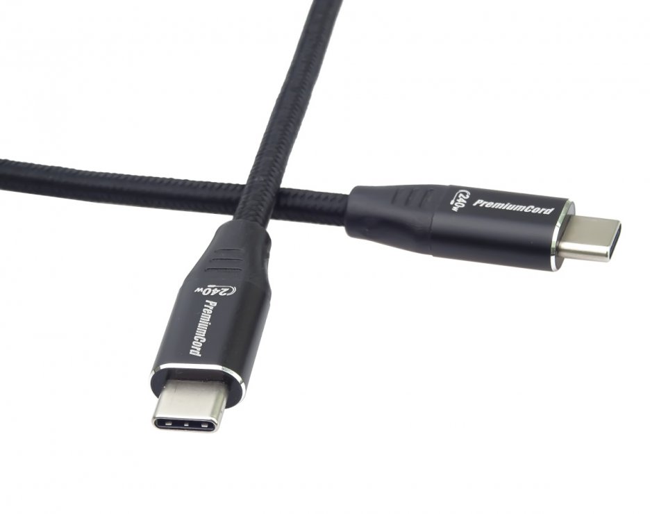 Imagine Cablu USB type C T-T 240W 0.5m brodat Negru, ku31cv05