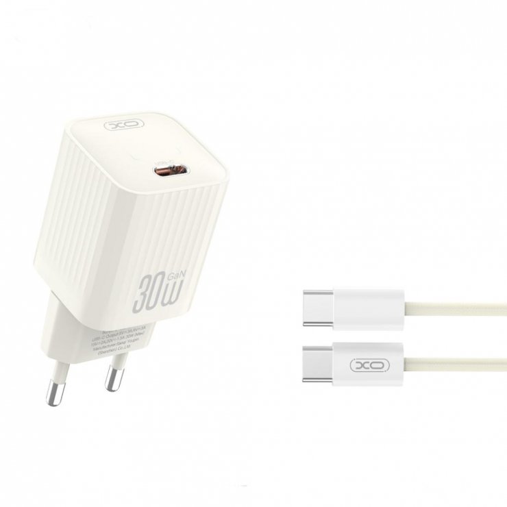 Imagine Incarcator priza USB-C 30W + cablu USB type C Bej, XO L148