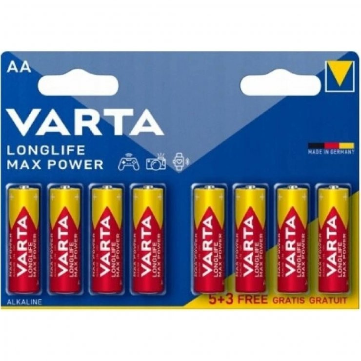 Imagine Set 8 buc baterie AA/R6 Longlife Max power, Varta