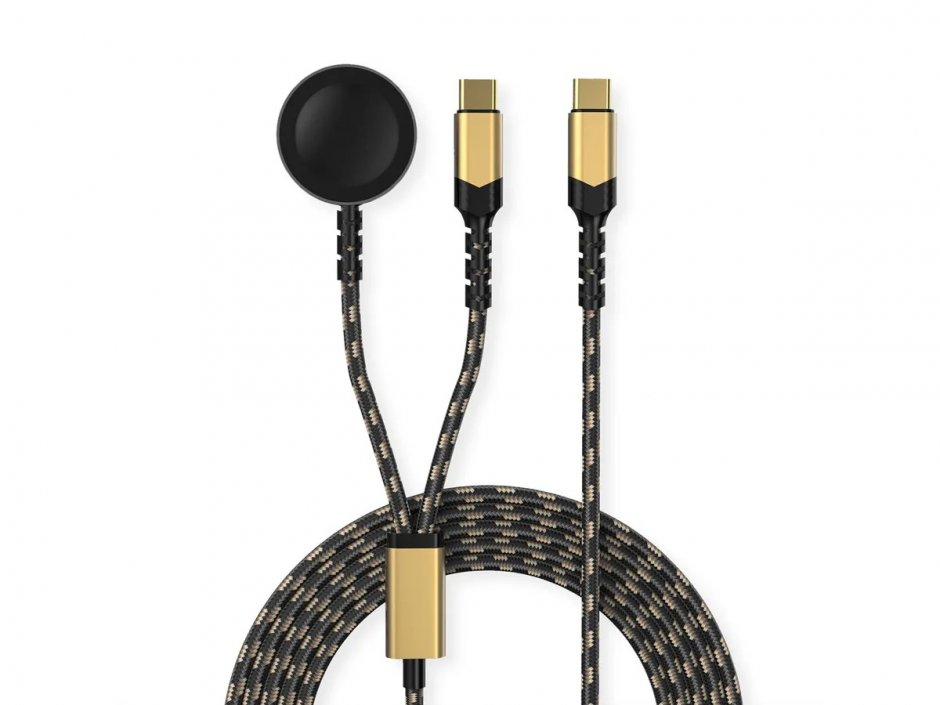 Imagine Cablu alimentare USB type C la USB type C + pad wireless Samsung 60W 1.2m, Roline 11.02.8343