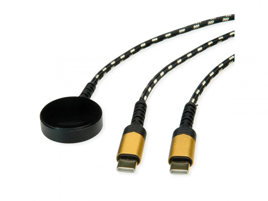 Imagine Cablu alimentare USB type C la USB type C + pad wireless Samsung 60W 1.2m, Roline 11.02.8343
