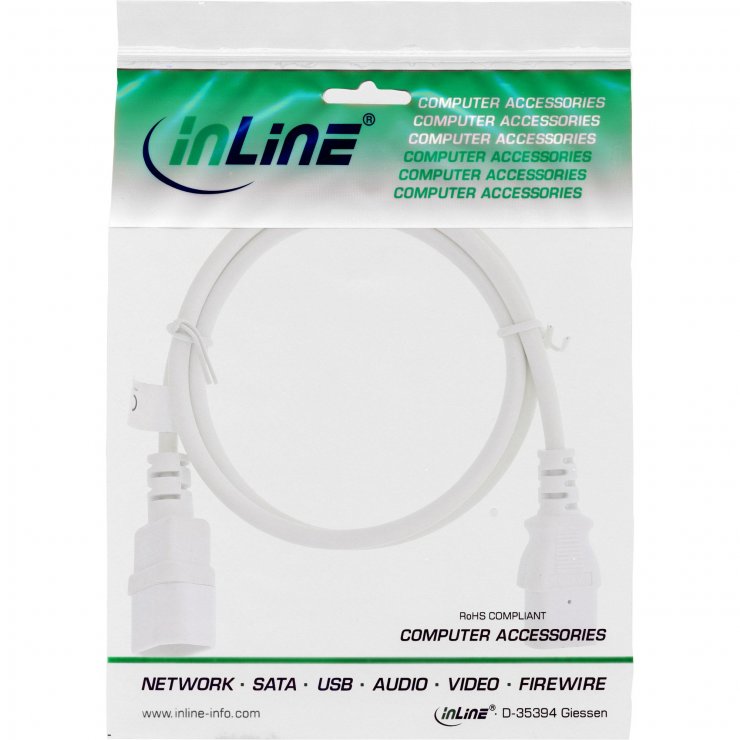 Imagine Cablu prelungitor alimentare C13 la C14 0.75m Alb, Inline IL16507W