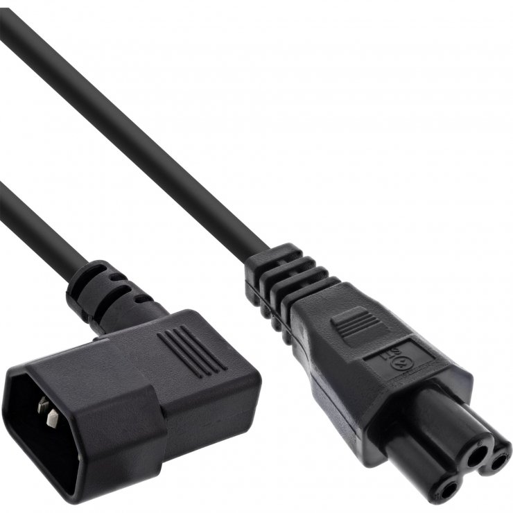 Imagine Cablu alimentare C14 la C5 unghi/drept 2m Negru, InLine IL16751A
