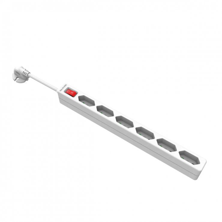Imagine Prelungitor slim cu 6 x prize Euro Switch ON/OFF 1.5m Alb, Value 19.99.0972