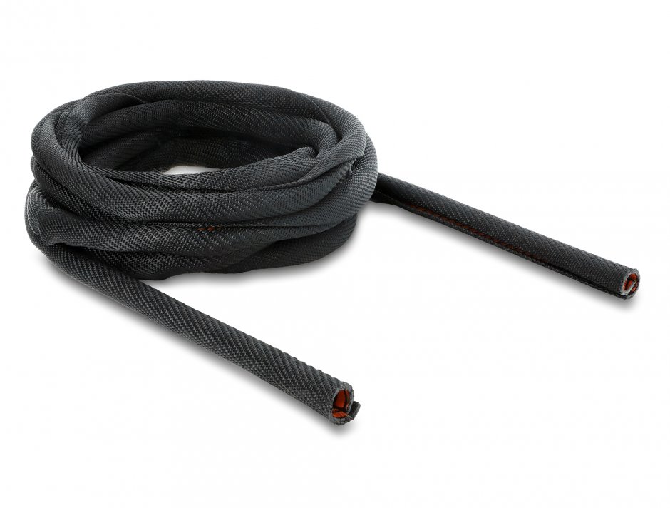 Imagine Plasa pentru organizarea cablurilor Wear Warning Indicator self-closing double-layered 5m x 10mm Negru, Delock 19021