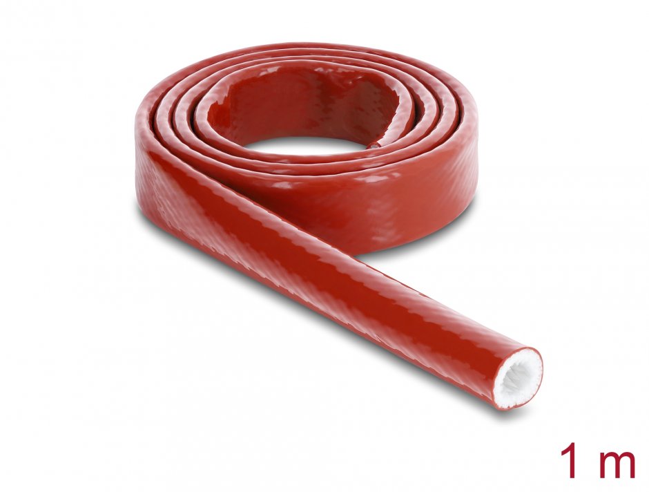 Imagine Manson anti incendiu 1m x 10mm silicon Rosu, Delock 19093
