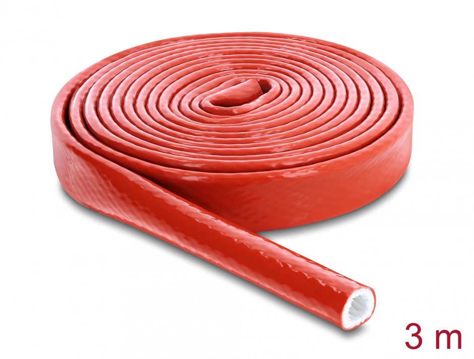 Imagine Manson anti incendiu 3m x 10mm silicon Rosu, Delock 19095
