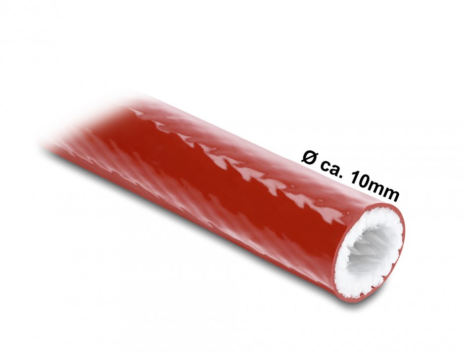 Imagine Manson anti incendiu 3m x 10mm silicon Rosu, Delock 19095