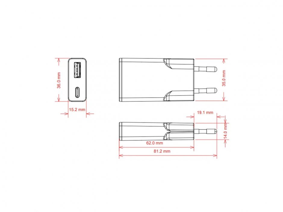 Imagine Incarcator priza USB-A + USB-C 20W Alb, Value 19.99.1110