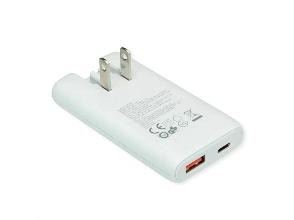 Imagine Incarcator priza USB-A + USB-C 65W Alb, Value 19.99.1112