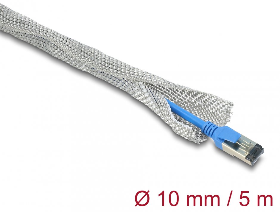 Imagine Plasa cu auto-inchidere pentru organizare cabluri 5mx10mm ecranare EMC, Delock 20992