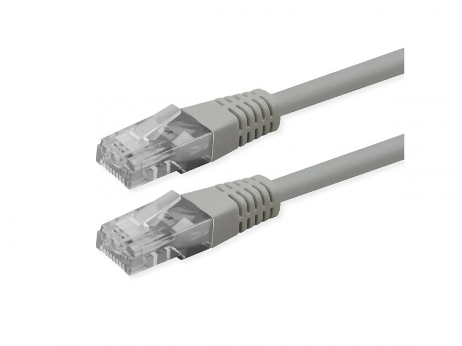 Imagine Cablu de retea RJ45 UTP Cat.6 (Class E) PoE 0.5m Gri, Roline 21.51.0930