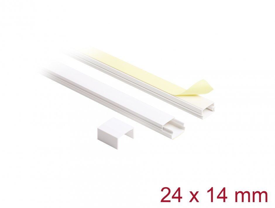 Imagine Set 2 buc canal cablu self-adhesive 24x14mm - lungime 1m Alb, Delock 22086