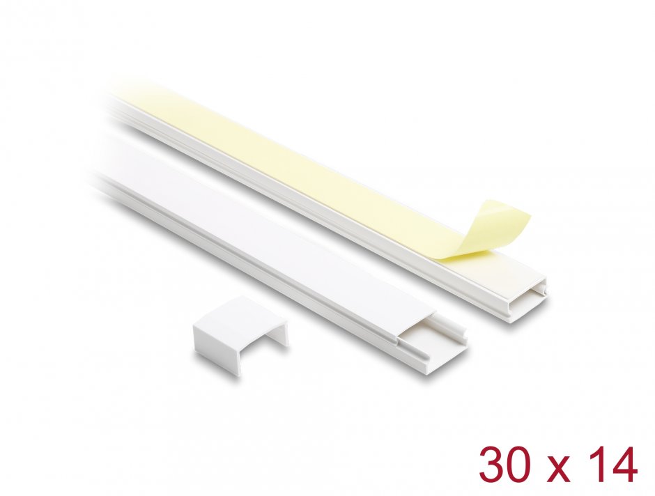 Imagine Set 2 buc canal cablu self-adhesive 30x14mm - lungime 1m Alb, Delock 22087