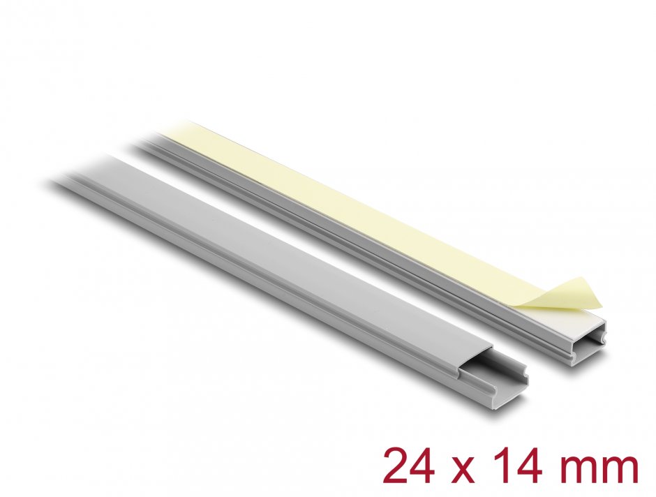 Imagine Set 2 buc canal cablu self-adhesive 24x14mm - lungime 1m Gri, Delock 22089