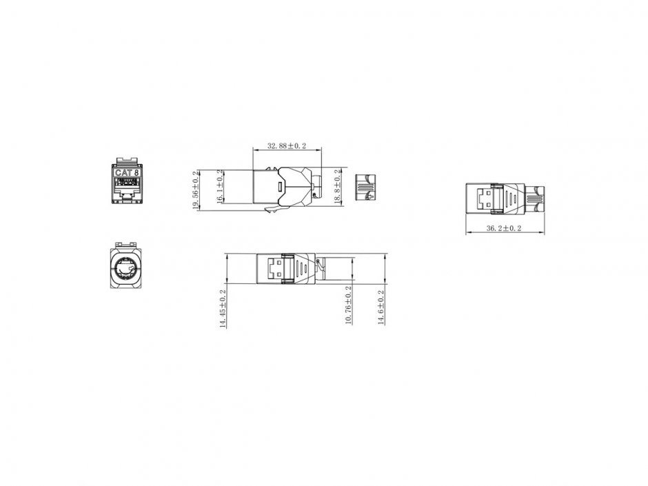 Imagine Keystone RJ45 Cat.8.1 ecranata tool free Slim, Roline 26.11.0382